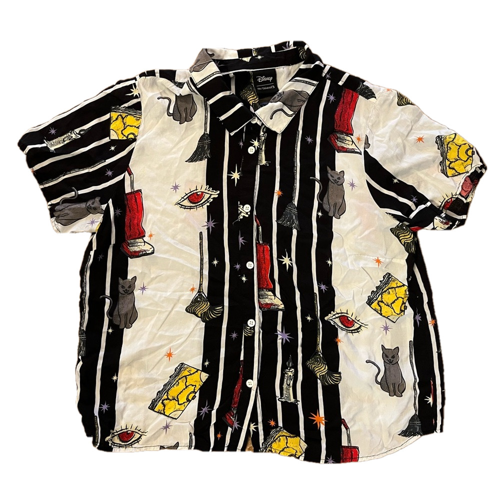 Disney Her Universe Hocus Pocus Icon Striped Button Up Shirt Medium